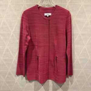 Exclusively Misook full zip cardigan red L